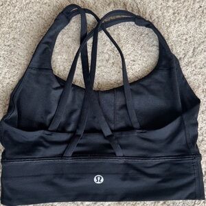 Lululemon Energy Bra Long Line Black Size 4 Strappy Back Medium Support